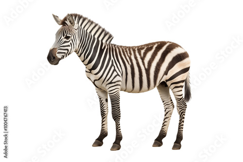 Elegant Zebra Isolated on White Background. Generative ai