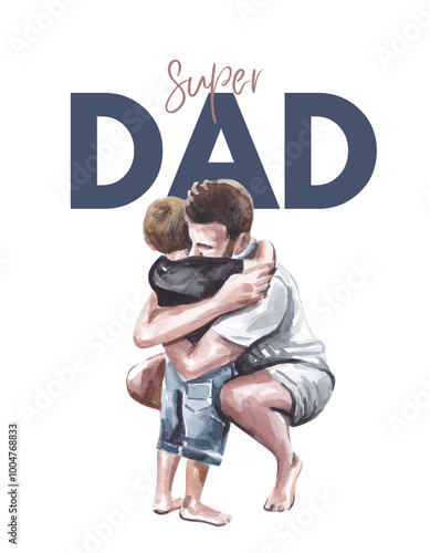 Super Dad T-shirt Design in Watercolor