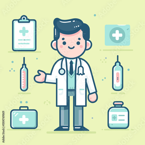 Doctor Flat Vector Illustration Design photo