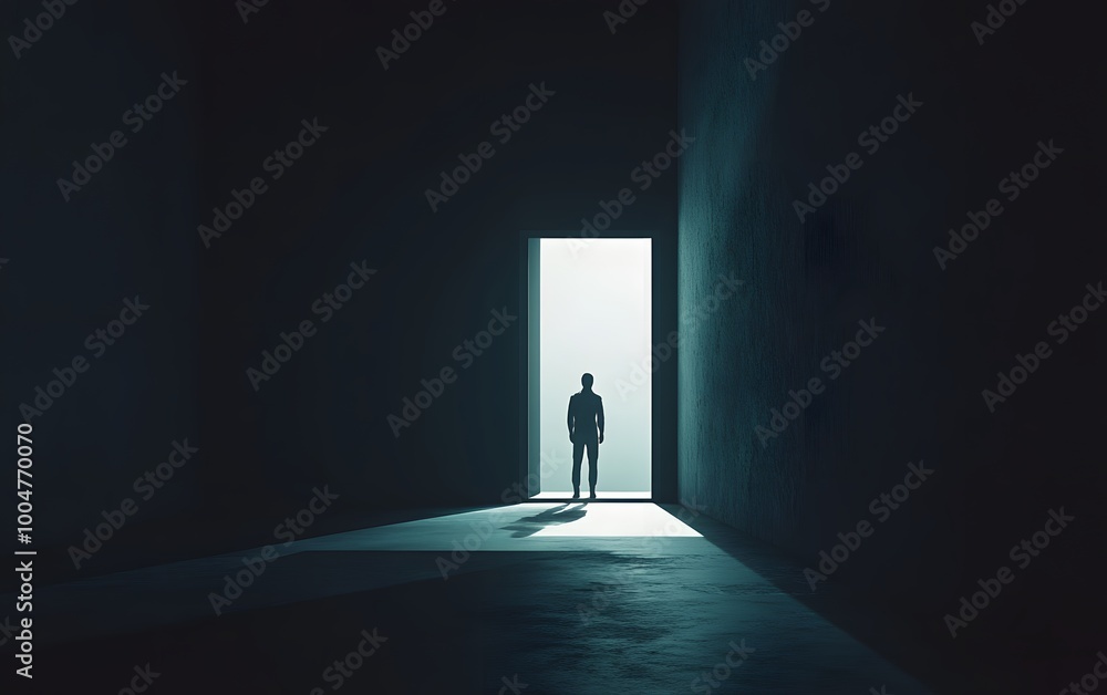 Silhouette of a person standing in a doorway Silhouette of a person standing in a doorway