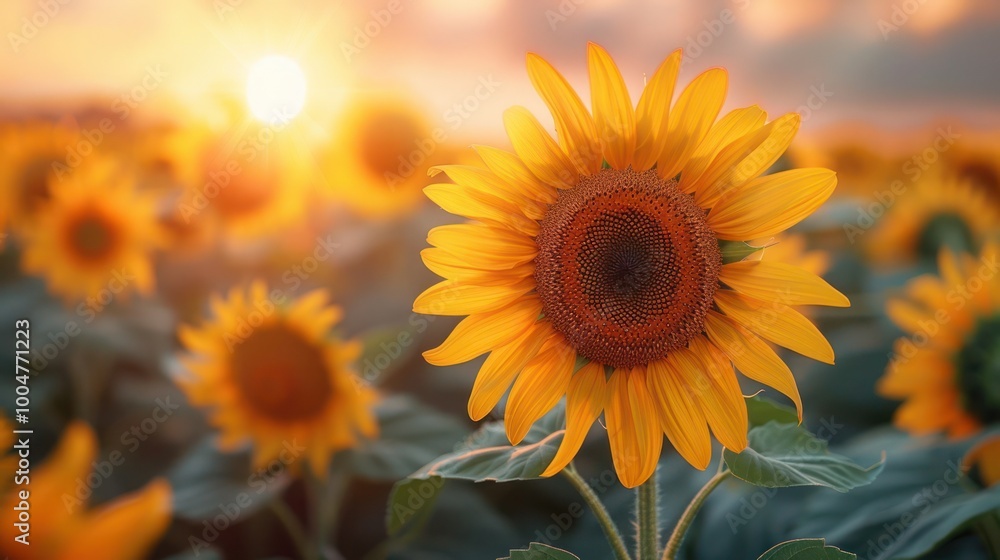 Rural landscape with a winding road through a vast sunflower field under a clear blue sky. Summer scene with lush grass, scattered clouds, and vibrant meadow Rural landscape with a winding road through a vast sunflower field under a clear blue sky. Summer scene with lush grass, scattered clouds, and vibrant meadow