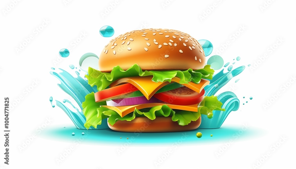 3d hamburger illustration on white background 3d hamburger illustration on white background