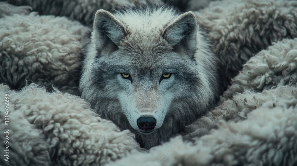 Naklejka premium wolf in sheep clothing