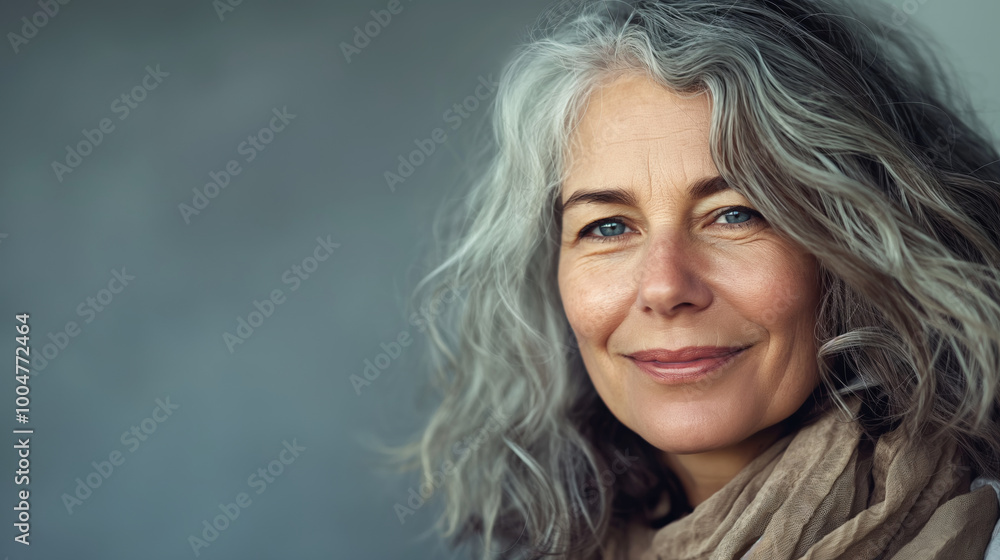A smiling elderly woman with gray hair looks confidently at the camera, radiating wisdom and beauty. Aging gracefully, embracing natural elegance and inner strength. A smiling elderly woman with gray hair looks confidently at the camera, radiating wisdom and beauty. Aging gracefully, embracing natural elegance and inner strength.