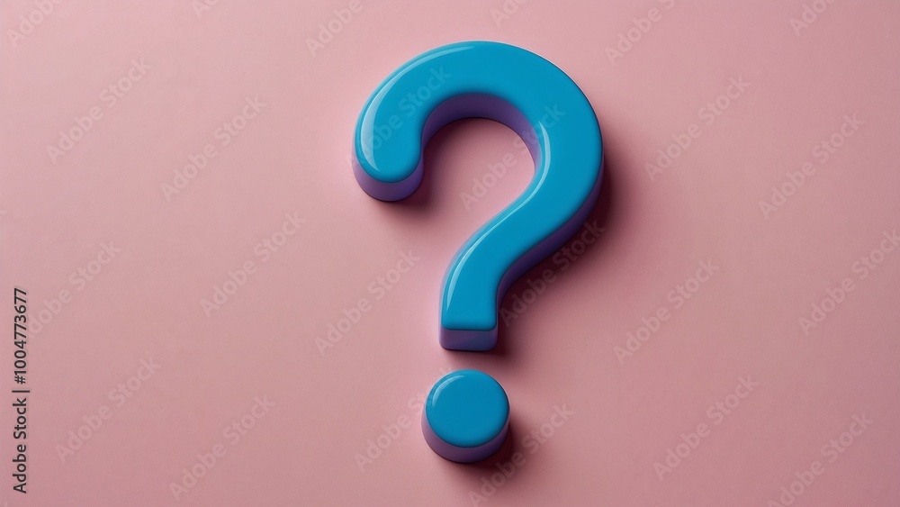 Blue Question Mark on Pink Background Blue Question Mark on Pink Background