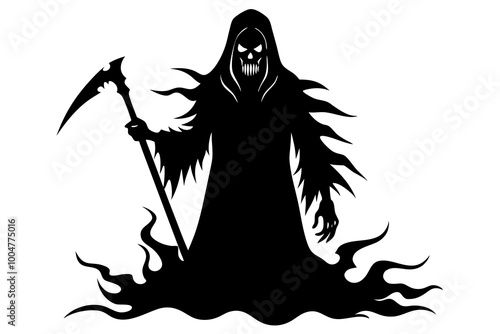 Grim reaper emerging from smoke. Horror and Halloween concept. 