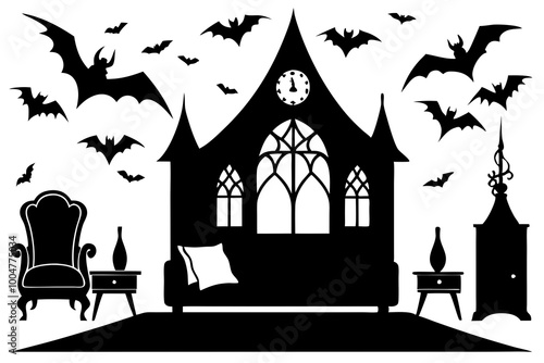 Halloween dark gothic vampire’s living room