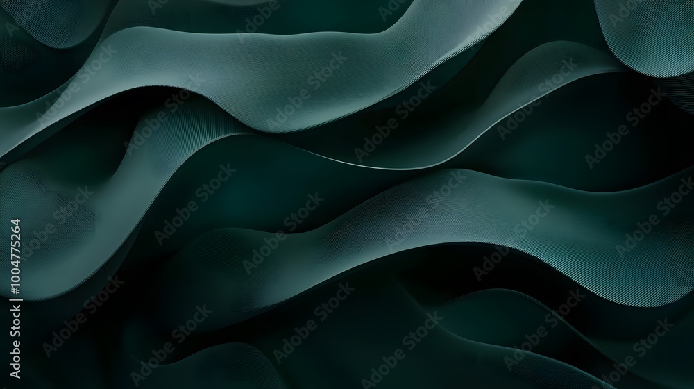 Abstract background with dark green waves, flowing lines, dark black and emerald Abstract background with dark green waves, flowing lines, dark black and emerald