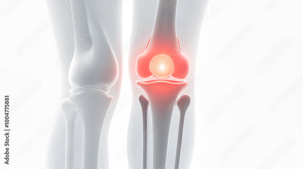 Visualizing Knee Pain and Joint Health. 3D Rendering of a Knee Joint, Highlighting Pain and Inflammation. This Medical Illustration is Ideal for Educational and Healthcare Content. Visualizing Knee Pain and Joint Health. 3D Rendering of a Knee Joint, Highlighting Pain and Inflammation. This Medical Illustration is Ideal for Educational and Healthcare Content.