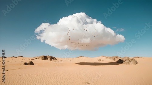 Abstract white cloud in barren desert landscape