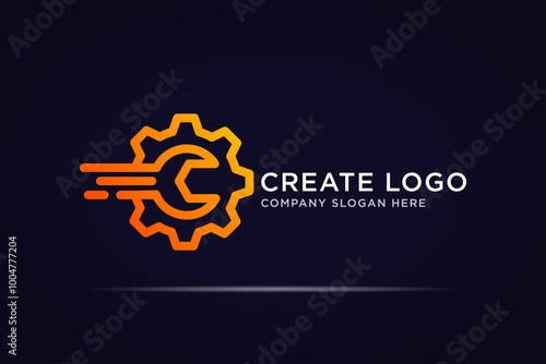 gear key logo design use flying line concept