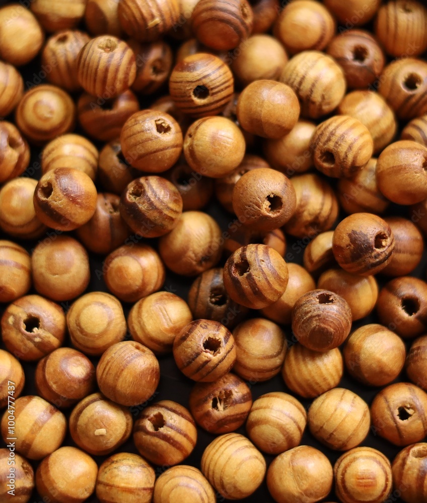 Brown wooden beads, closeup background photo. Brown wooden beads, closeup background photo.