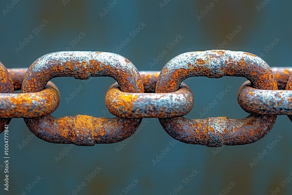 closeup of an aged rusty metal chain link showcasing intricate textures and weathered details against a subtle background conveying a sense of history and robust strength closeup of an aged rusty metal chain link showcasing intricate textures and weathered details against a subtle background conveying a sense of history and robust strength