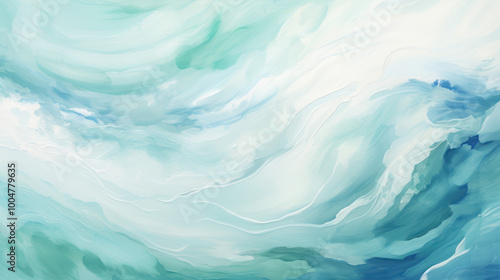 Dynamic abstract ocean wave texture. Serene beautiful sea. Calming visual experience. Swirling patterns, gentle curves, seascape. Painting background.