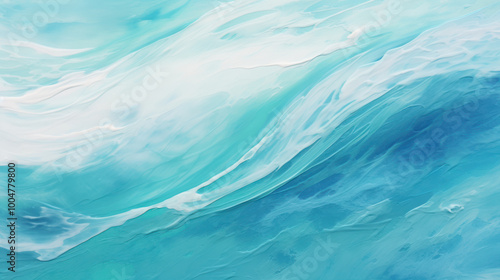 Dynamic abstract ocean wave texture. Serene beautiful sea. Calming visual experience. Swirling patterns, gentle curves, seascape. Painting background.