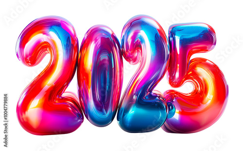 Colorful comic-style 2025 new year balloon numbers