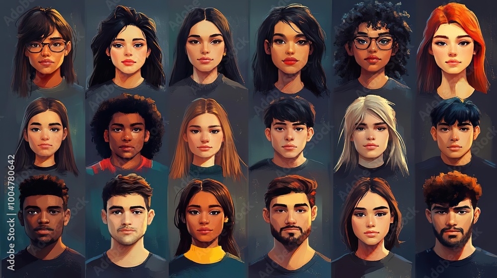 A diverse collection of portrait illustrations showcasing various artistic styles and expressions, perfect for creative projects. A diverse collection of portrait illustrations showcasing various artistic styles and expressions, perfect for creative projects.