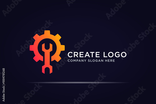 simple wrench gear logo concept