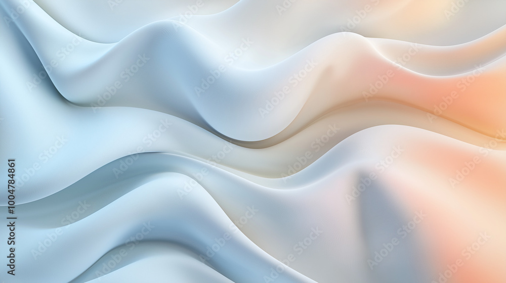 Fototapeta premium Smooth abstract waves in soft blue and peach hues, creating a fluid and calming background, ideal for modern, minimalistic, or artistic designs.