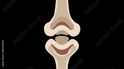 A CT scan of a knee joint, displaying bones, cartilage, and tissues with clear anatomical accuracy.