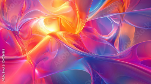 Abstract vibrant waves of color in shades of orange, pink, and purple, flowing dynamically with soft curves, creating an energetic and artistic background, perfect for creative designs.