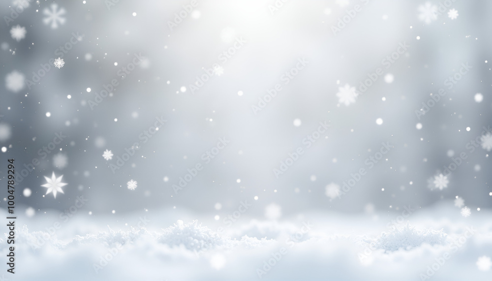 Fototapeta premium Snowfall in a tranquil winter landscape for seasonal design inspiration