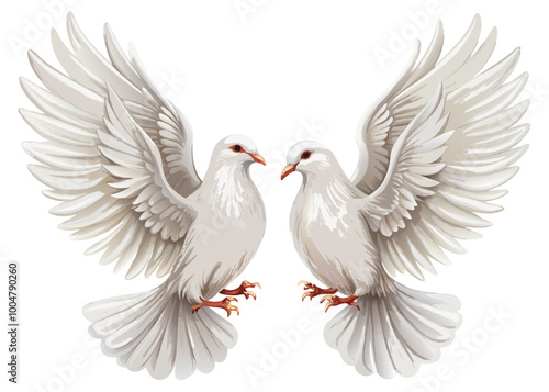 Two white doves flying together, perfect for wedding and love-themed designs