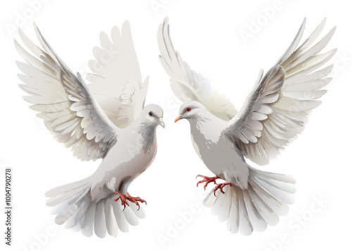 Two white doves flying together, perfect for wedding and love-themed designs