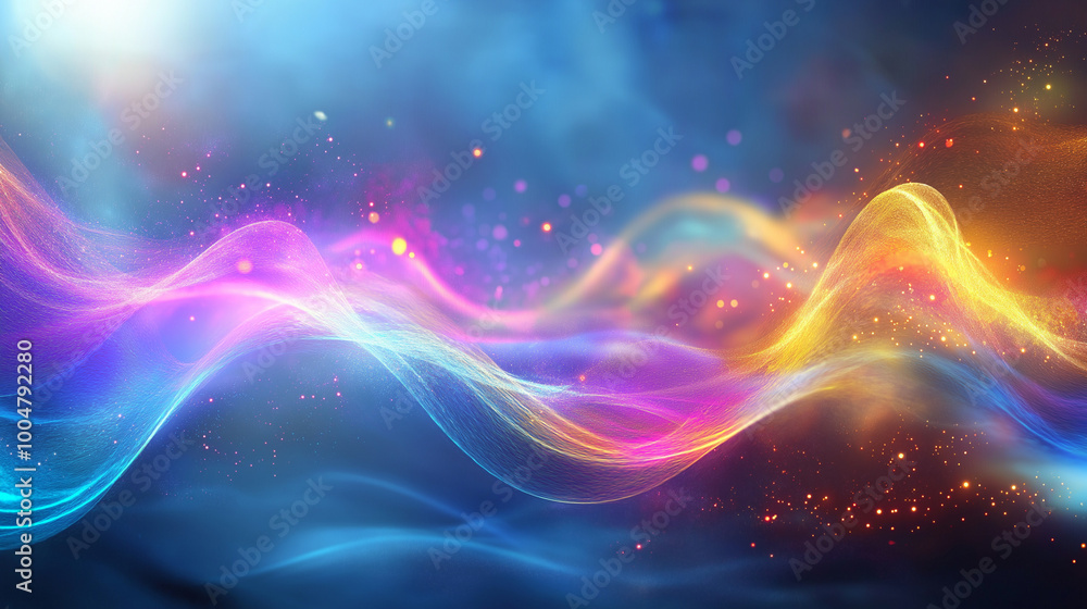Abstract waves of neon pink, blue, and yellow lights flowing in a futuristic background, creating a sense of motion and energy, perfect for technology or creative projects. Abstract waves of neon pink, blue, and yellow lights flowing in a futuristic background, creating a sense of motion and energy, perfect for technology or creative projects.