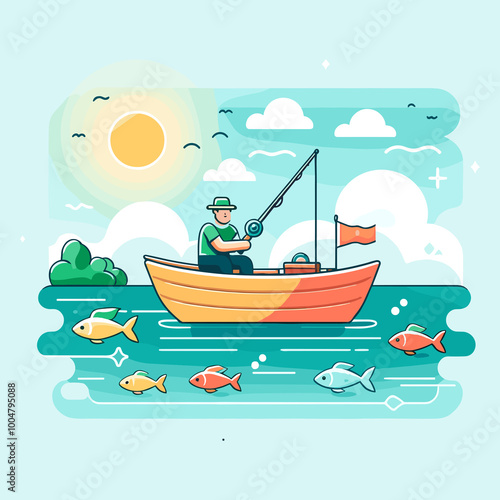 Fishing Flat Vector Illustration Design photo