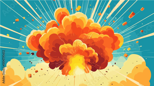 Illustration explosion. Blast wave. Cloud of smoke after explosion.