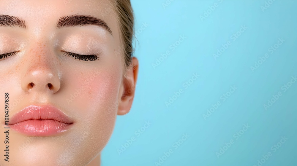 Close up of Woman Face with Closed Eyes and Perfect Skin Close up of Woman Face with Closed Eyes and Perfect Skin