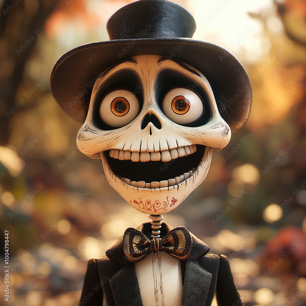Funny Halloween cartoon character skeleton. Funny Halloween cartoon character skeleton.