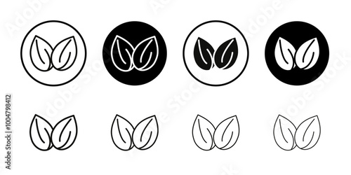 Almond icon Collection of flat thin outline vector
