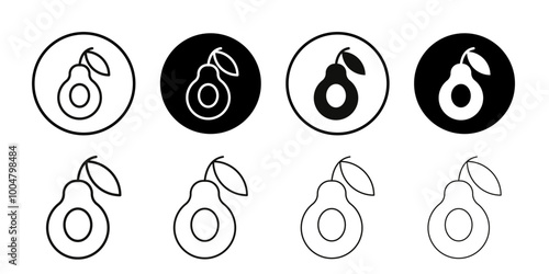 Avocado icon Collection of flat thin outline vector