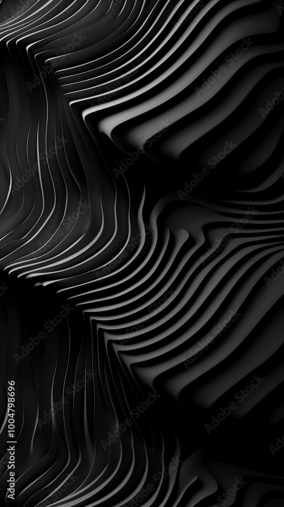 Abstract black and white wavy lines forming a 3D pattern Abstract black and white wavy lines forming a 3D pattern