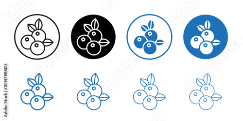 Blueberry icon Collection of flat thin outline vector