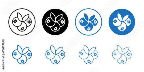 Blueberry icon Collection of flat thin outline vector
