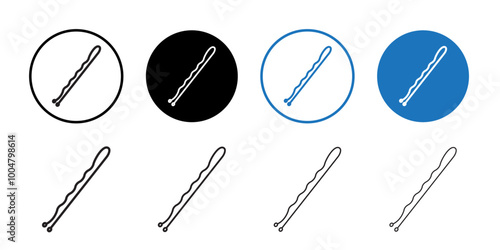 Bobby pin icon Collection of flat thin outline vector