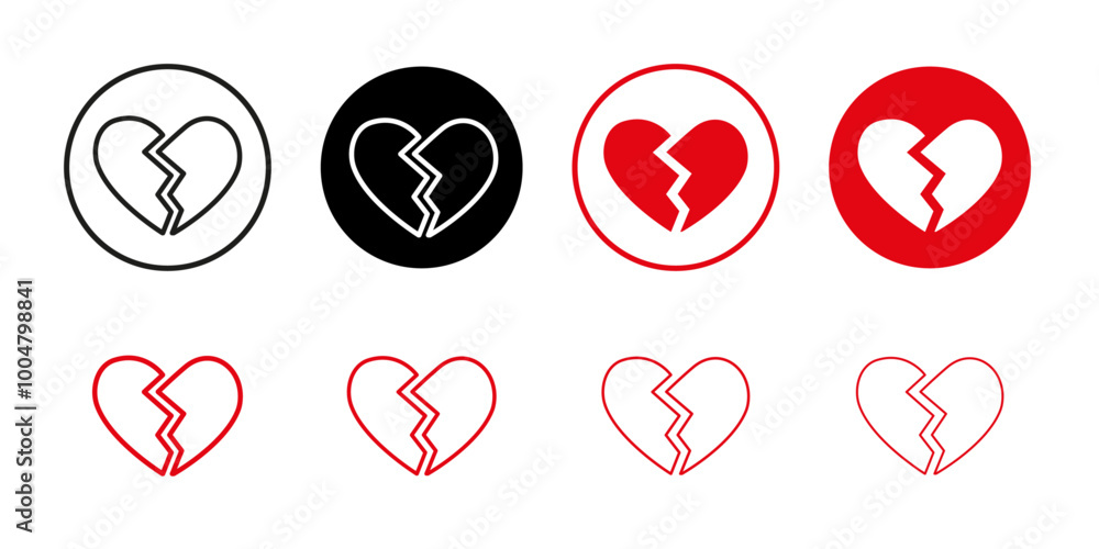 Broken heart icon Collection of flat thin outline vector Broken heart icon Collection of flat thin outline vector