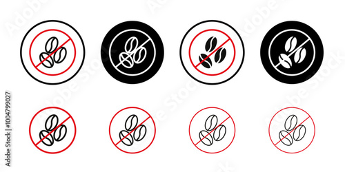 Caffeine free icon Collection of flat thin outline vector
