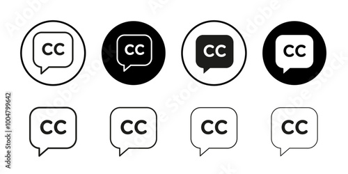 Closed caption icon Collection of flat thin outline vector