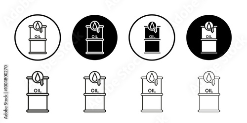 Crude oil barrel price falling down icon Collection of flat thin outline vector