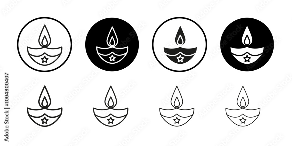 Diya icon Collection of flat thin outline vector Diya icon Collection of flat thin outline vector