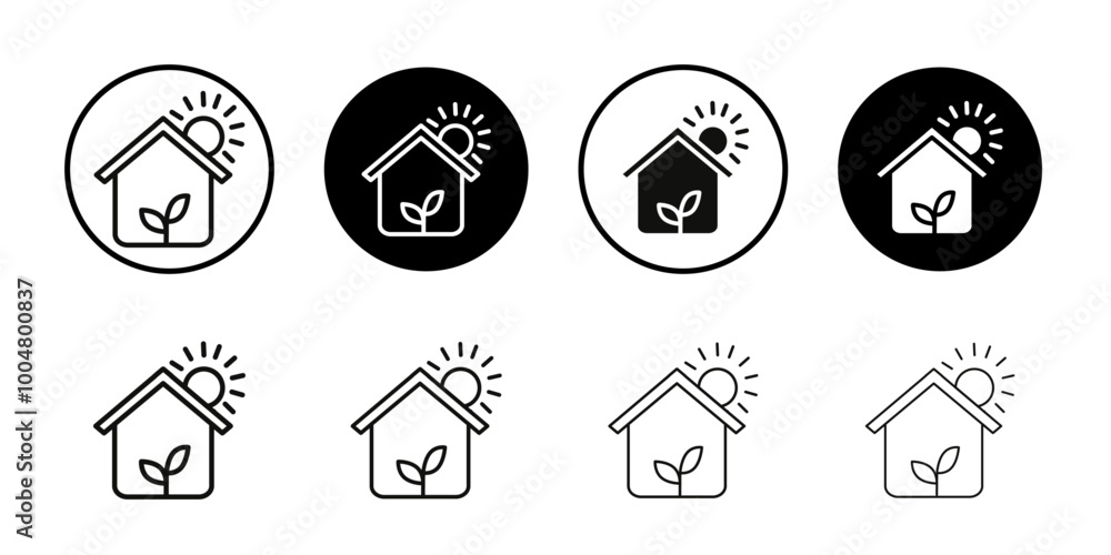 Eco house icon Collection of flat thin outline vector Eco house icon Collection of flat thin outline vector