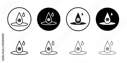 Essentials oil drop icon Collection of flat thin outline vector