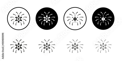 Fireworks icon Collection of flat thin outline vector