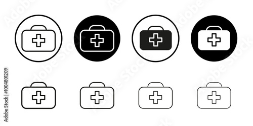 First aid box icon Collection of flat thin outline vector