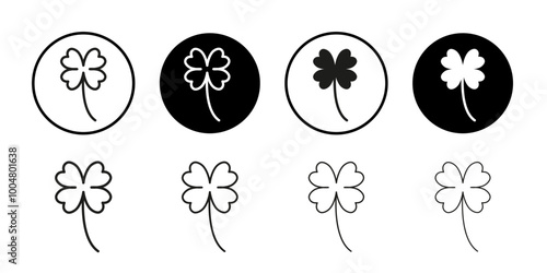 Four leaf clover icon Collection of flat thin outline vector