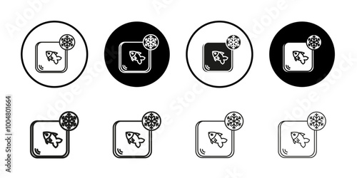 Frozen food icon Collection of flat thin outline vector